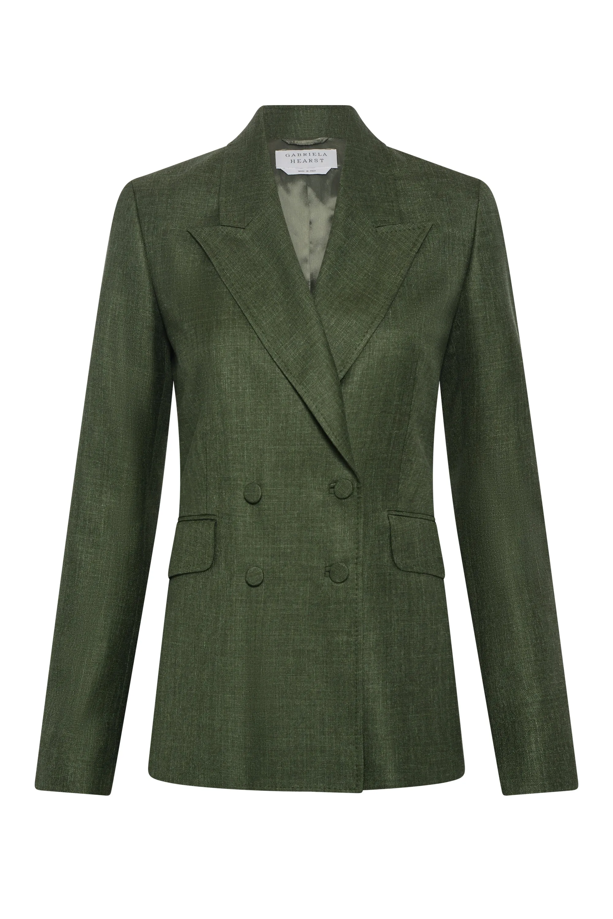 Angela Blazer in Olive Virgin Wool Silk with Linen sold by Gabriela Hearst