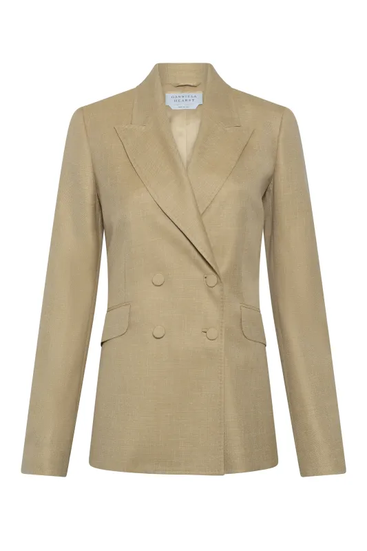 Angela Blazer in Hay Virgin Wool Silk with Linen made by Gabriela Hearst