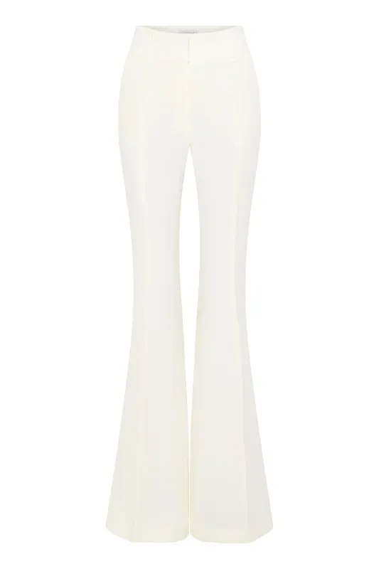 Rhein Flare Pant in Ivory Virgin Wool Crepe sold by Gabriela Hearst