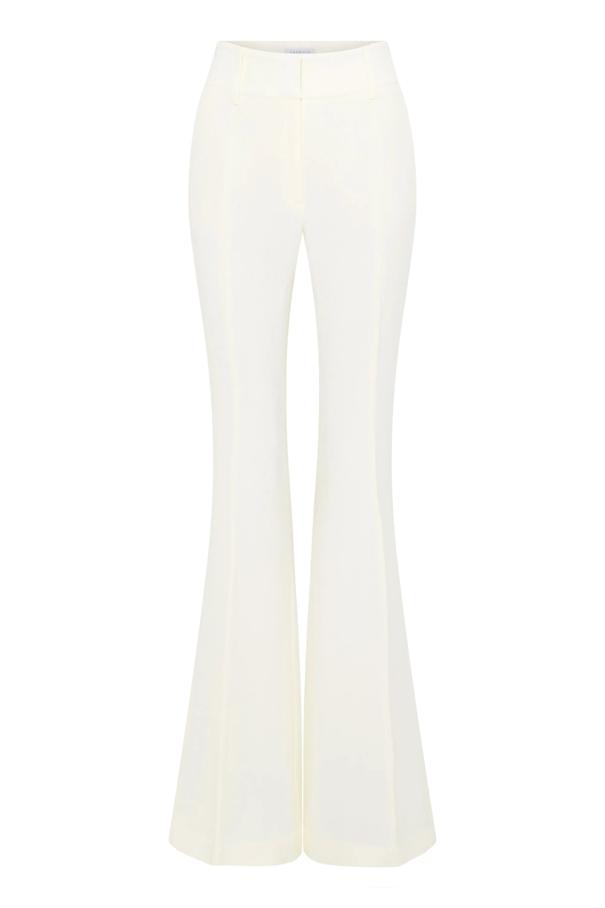 Rhein Flare Pant in Ivory Virgin Wool Crepe sold by Gabriela Hearst
