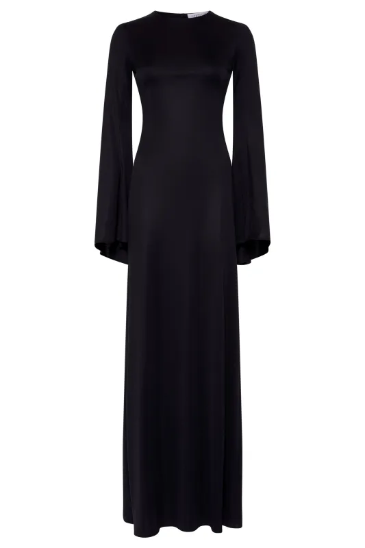 Imara Maxi Dress in Black Silk Jersey sold by Gabriela Hearst
