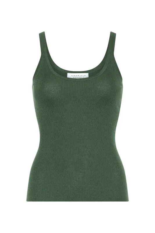 Cinxia Knit Tank Top in Olive Cashmere Silk made by Gabriela Hearst