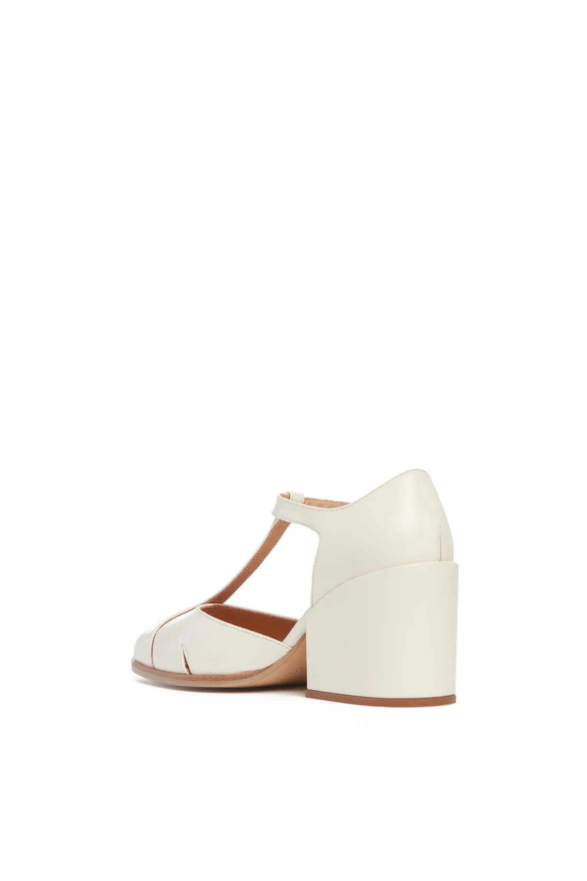 Hawes T-Strap Block Heel Pump in Cream Leather sold by Gabriela Hearst product image thumbnail 3