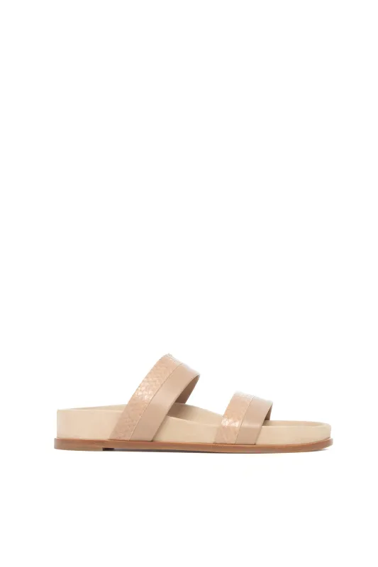 Low Striker Flat Sandal in Nude Snakeskin & Nappa Leather made by Gabriela Hearst