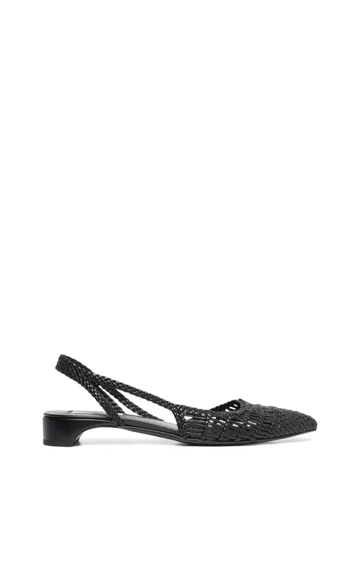 Perro Braided Slingback Pump in Black Leather made by Gabriela Hearst