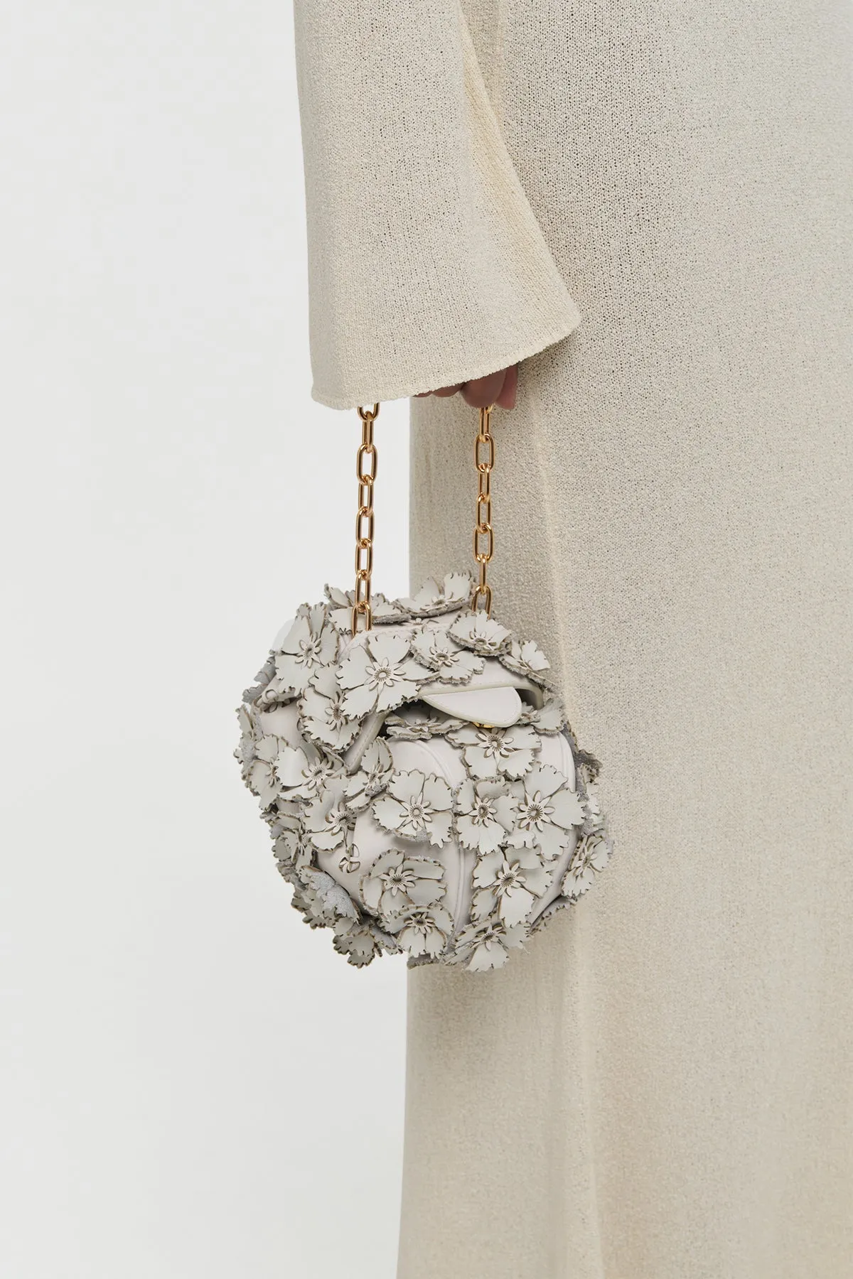Soft Demi Embroidered Floral Clutch with Chain in Ivory Leather sold by Gabriela Hearst product image thumbnail 3