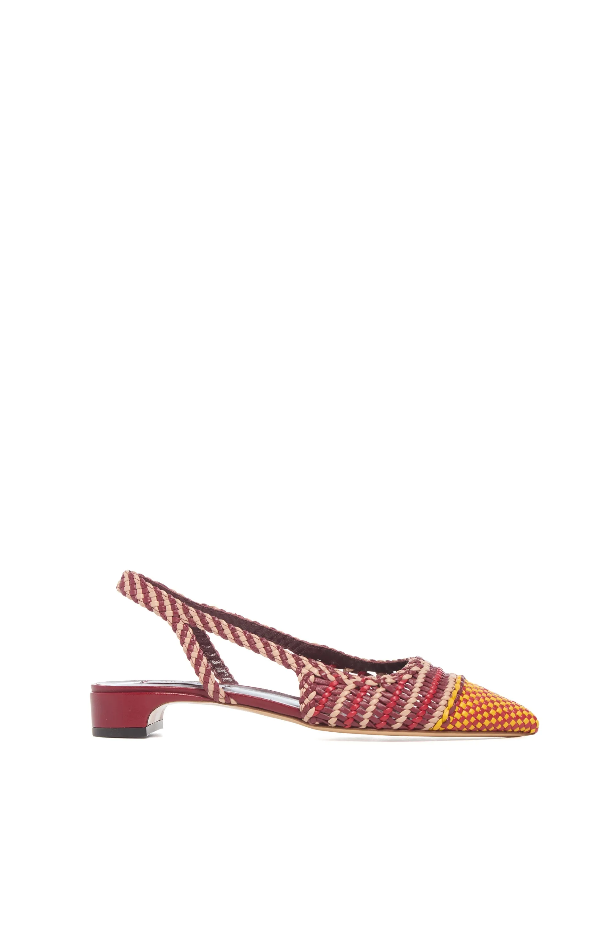 Perro Braided Slingback Pump in Bordeaux & Fuschia Leather sold by Gabriela Hearst