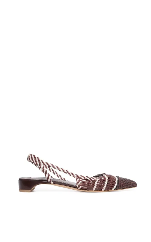 Perro Braided Slingback Pump in Chocolate Multi Leather made by Gabriela Hearst