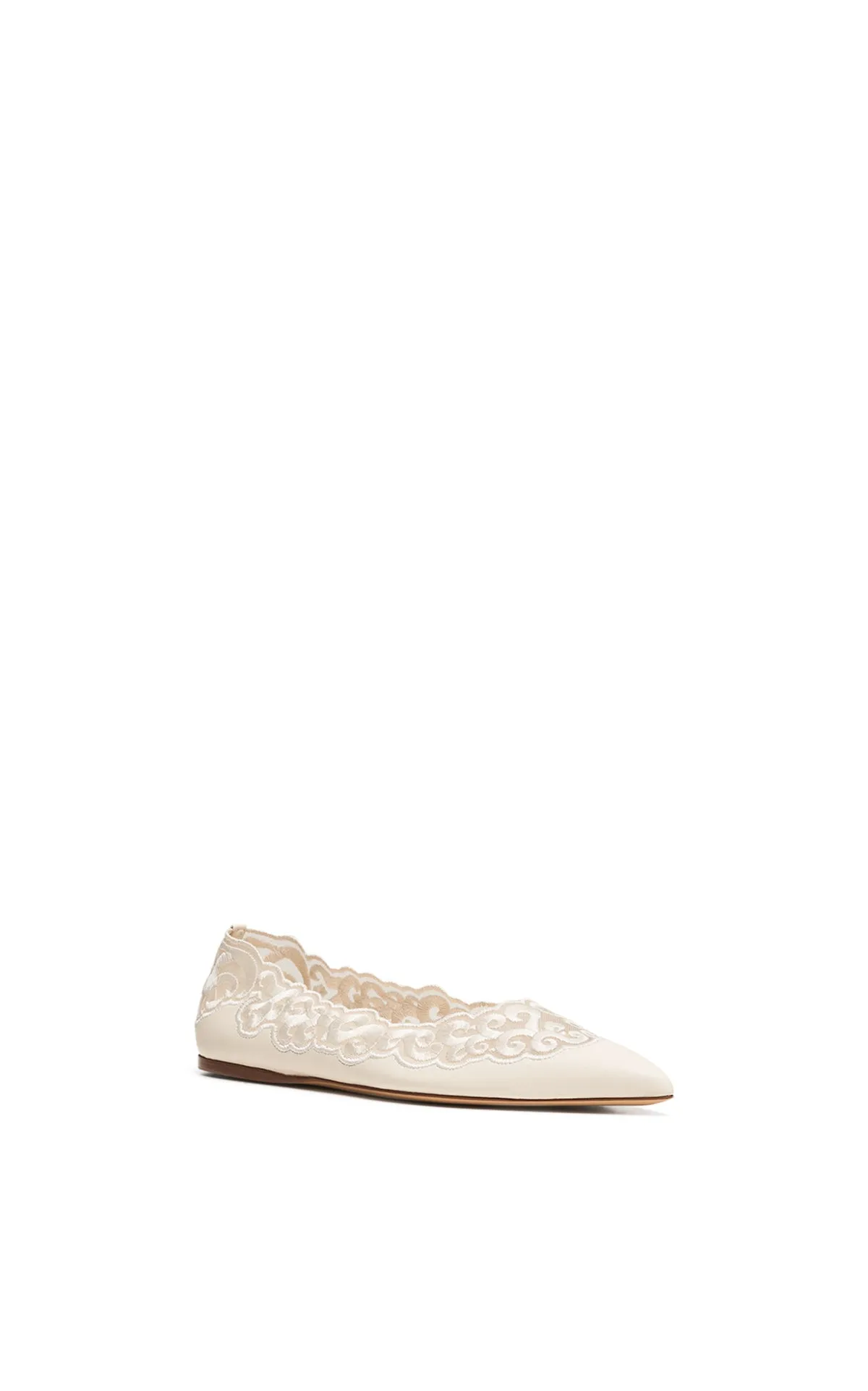 Ziva Lace Flat Shoe in Ivory Nappa Leather sold by Gabriela Hearst product image thumbnail 2
