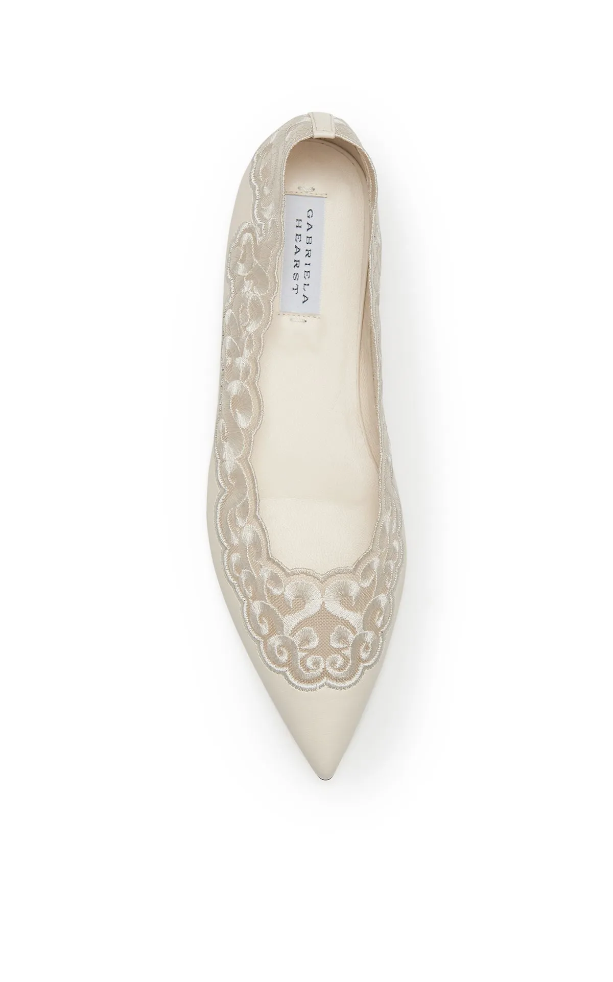 Ziva Lace Flat Shoe in Ivory Nappa Leather sold by Gabriela Hearst product image thumbnail 4