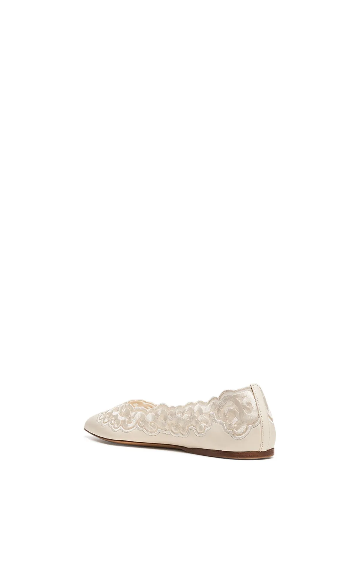 Ziva Lace Flat Shoe in Ivory Nappa Leather sold by Gabriela Hearst product image thumbnail 3