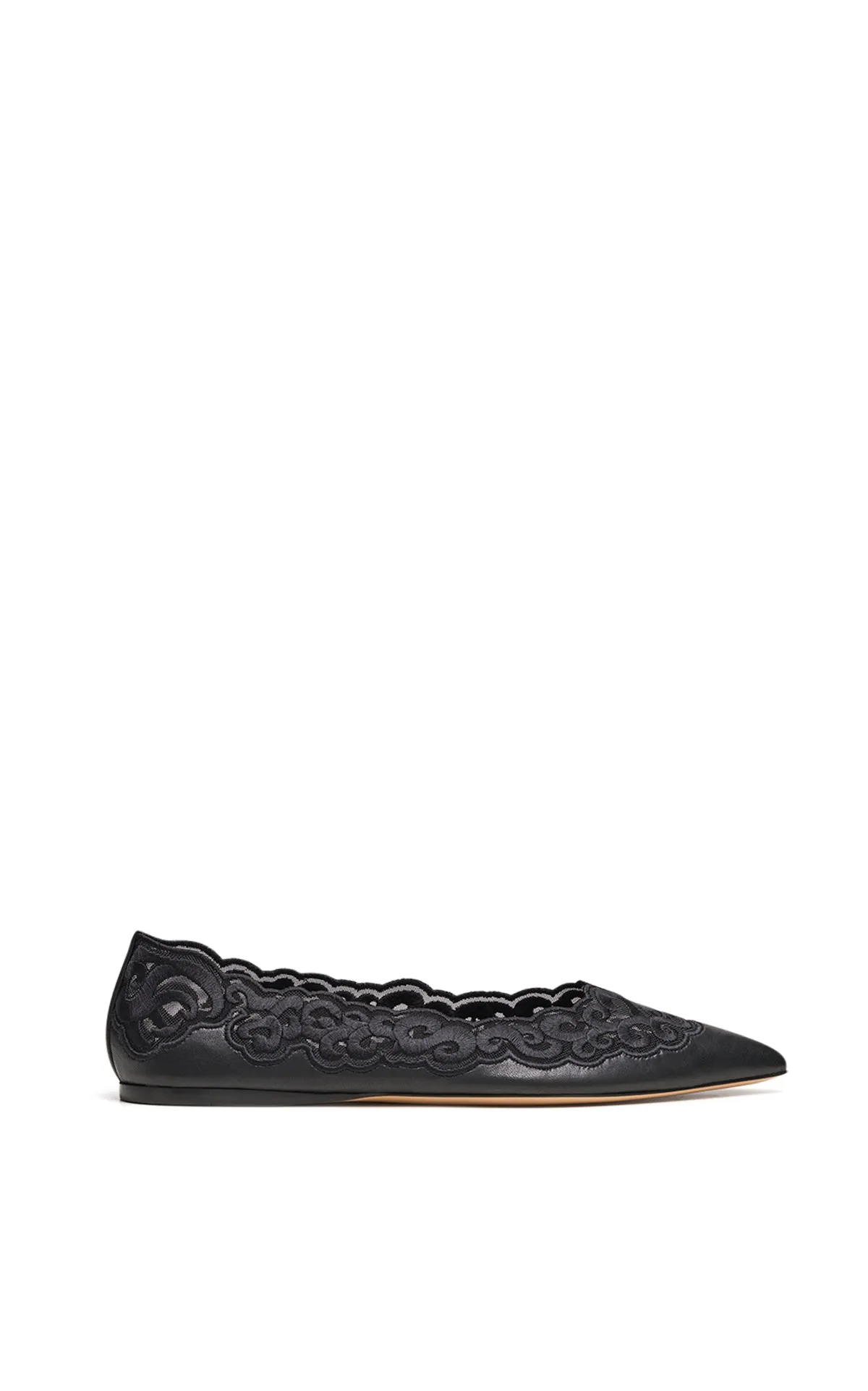 Ziva Lace Ballerina Flat Shoe in Black Nappa Leather sold by Gabriela Hearst