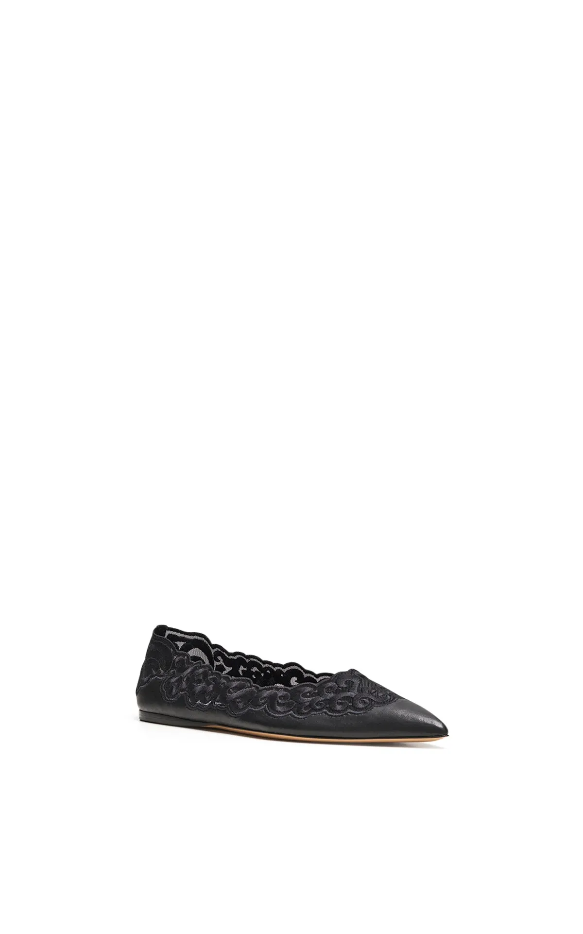 Ziva Lace Ballerina Flat Shoe in Black Nappa Leather sold by Gabriela Hearst product image thumbnail 2