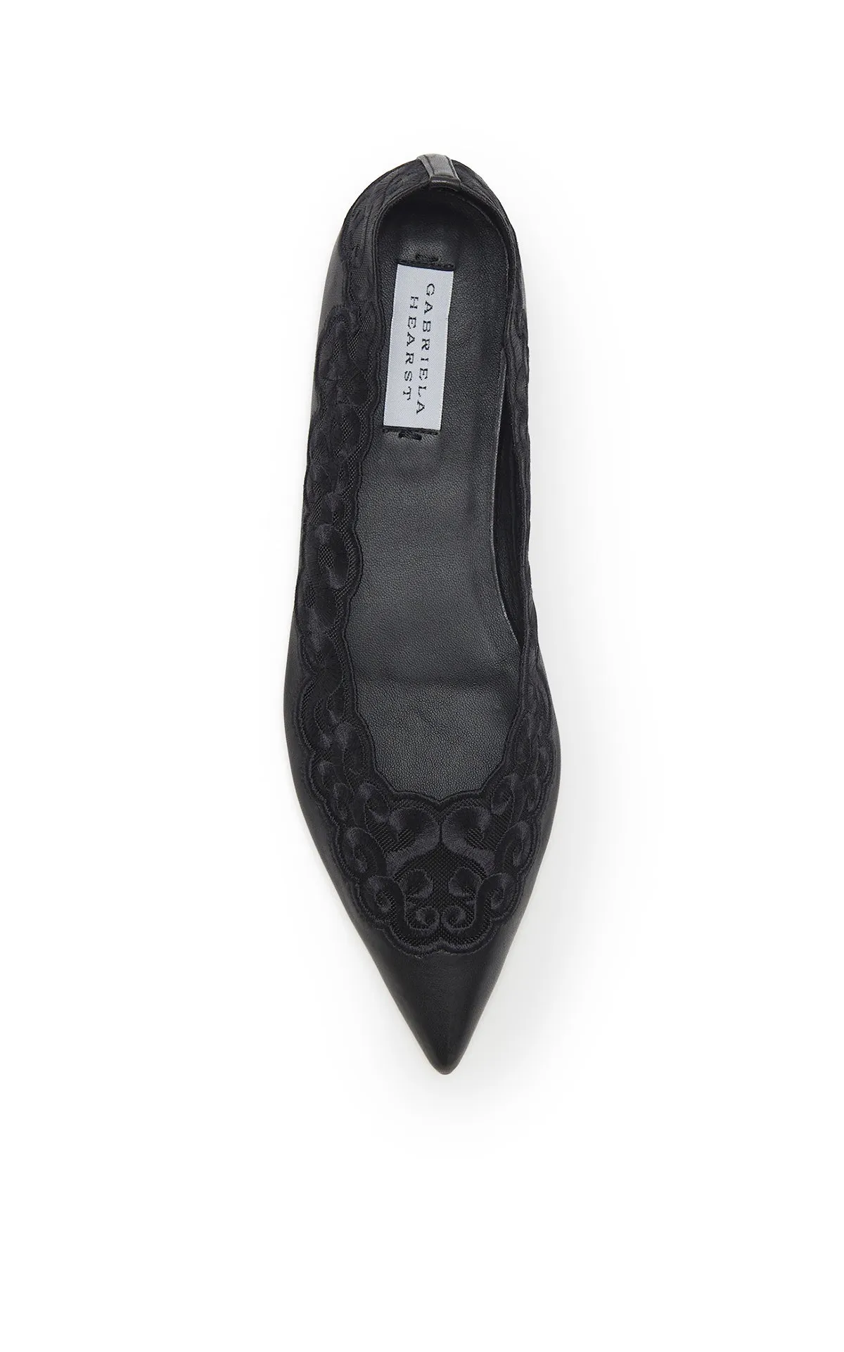Ziva Lace Ballerina Flat Shoe in Black Nappa Leather sold by Gabriela Hearst product image thumbnail 4