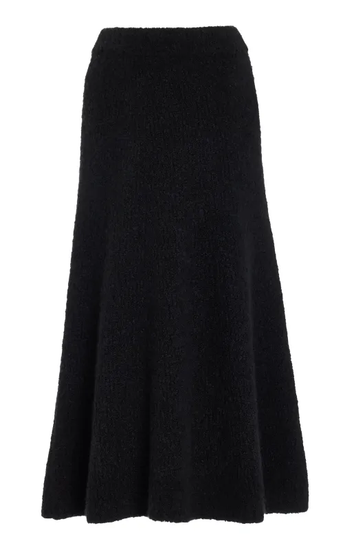 Pablo Knit Skirt in Black Cashmere Boucle sold by Gabriela Hearst