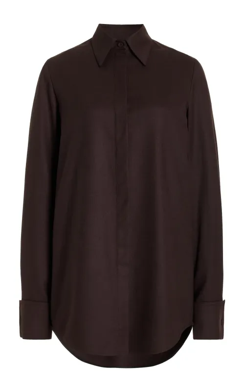 Etlin Shirt in Chocolate Superfine Wool made by Gabriela Hearst