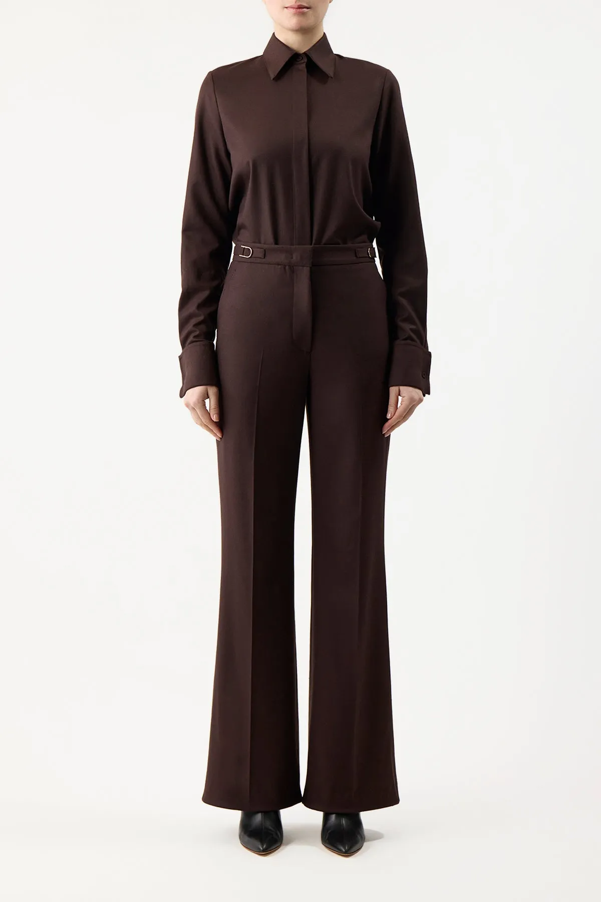 Etlin Shirt in Chocolate Superfine Wool sold by Gabriela Hearst product image thumbnail 3