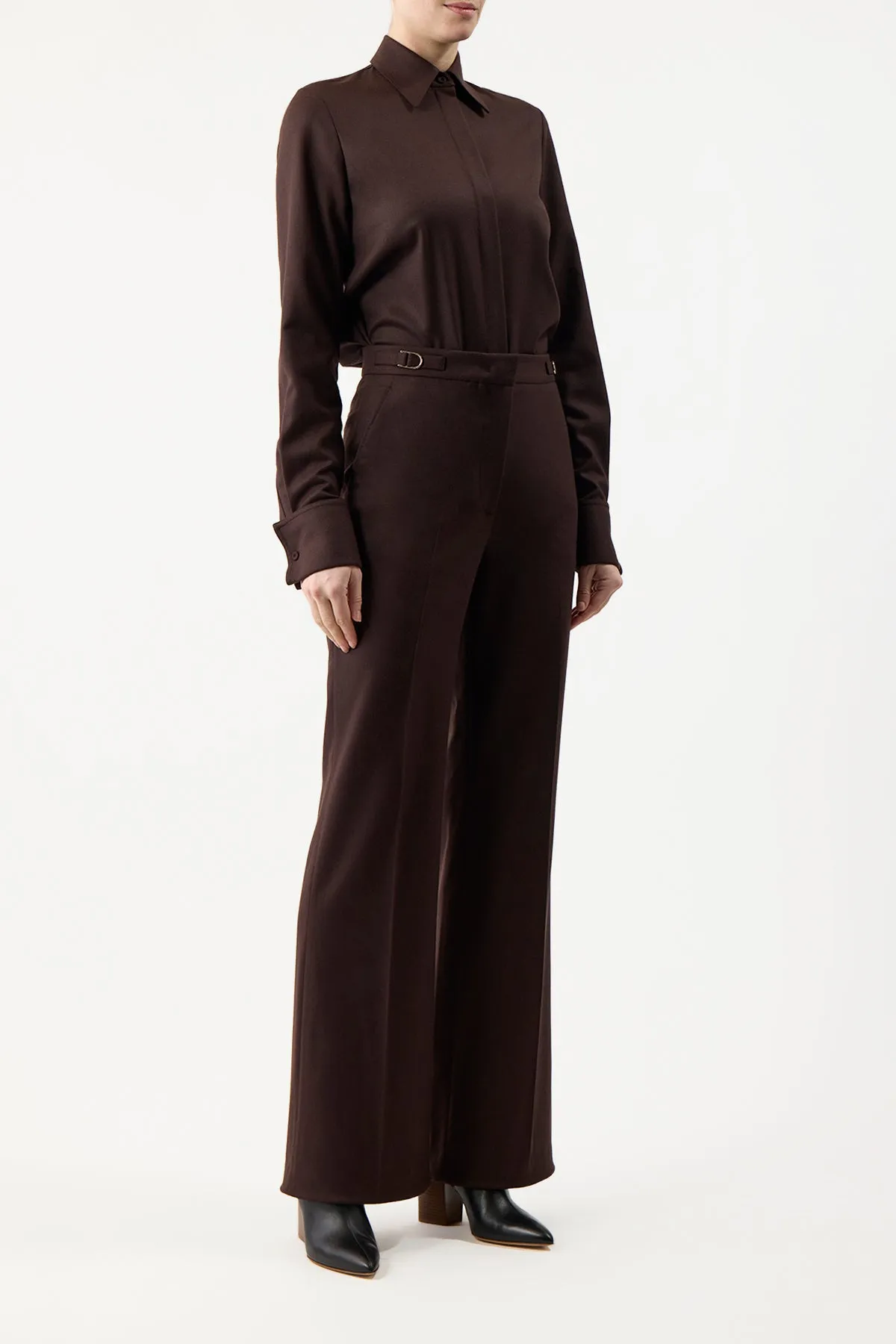 Etlin Shirt in Chocolate Superfine Wool sold by Gabriela Hearst product image thumbnail 4