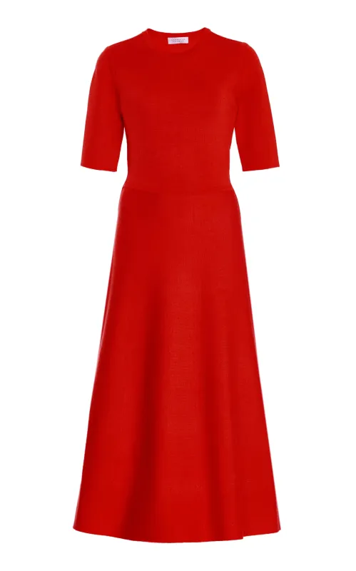 Seymore Knit Midi Dress in Red Topaz Merino Wool Cashmere made by Gabriela Hearst