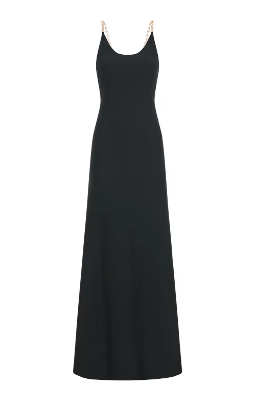 Adeona Chain Maxi Dress in Black Silk made by Gabriela Hearst