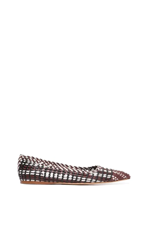 Aurora Braided Flat Shoe in Chocolate Multi Leather made by Gabriela Hearst