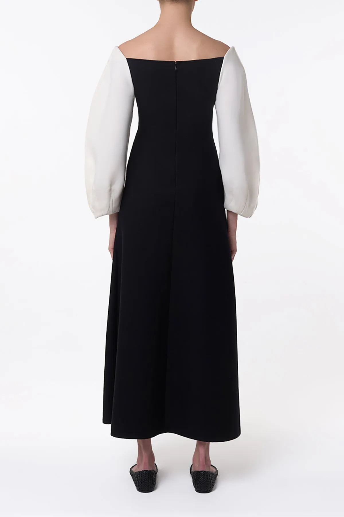 Dee Maxi Dress in Ivory & Black Wool Crepe sold by Gabriela Hearst product image thumbnail 4