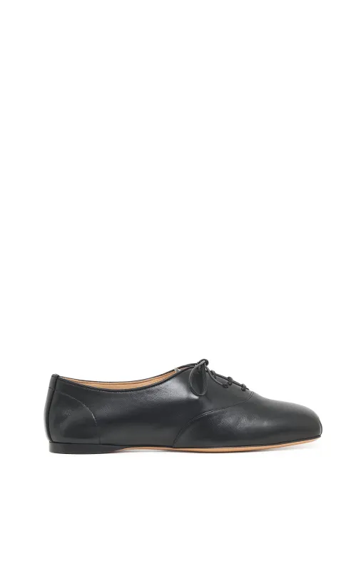 Maya Oxford Flat Shoe in Black Nappa Leather made by Gabriela Hearst
