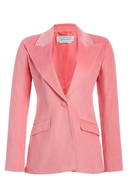 Leiva Blazer in Rosa Sea Island Cotton Corduroy made by Gabriela Hearst