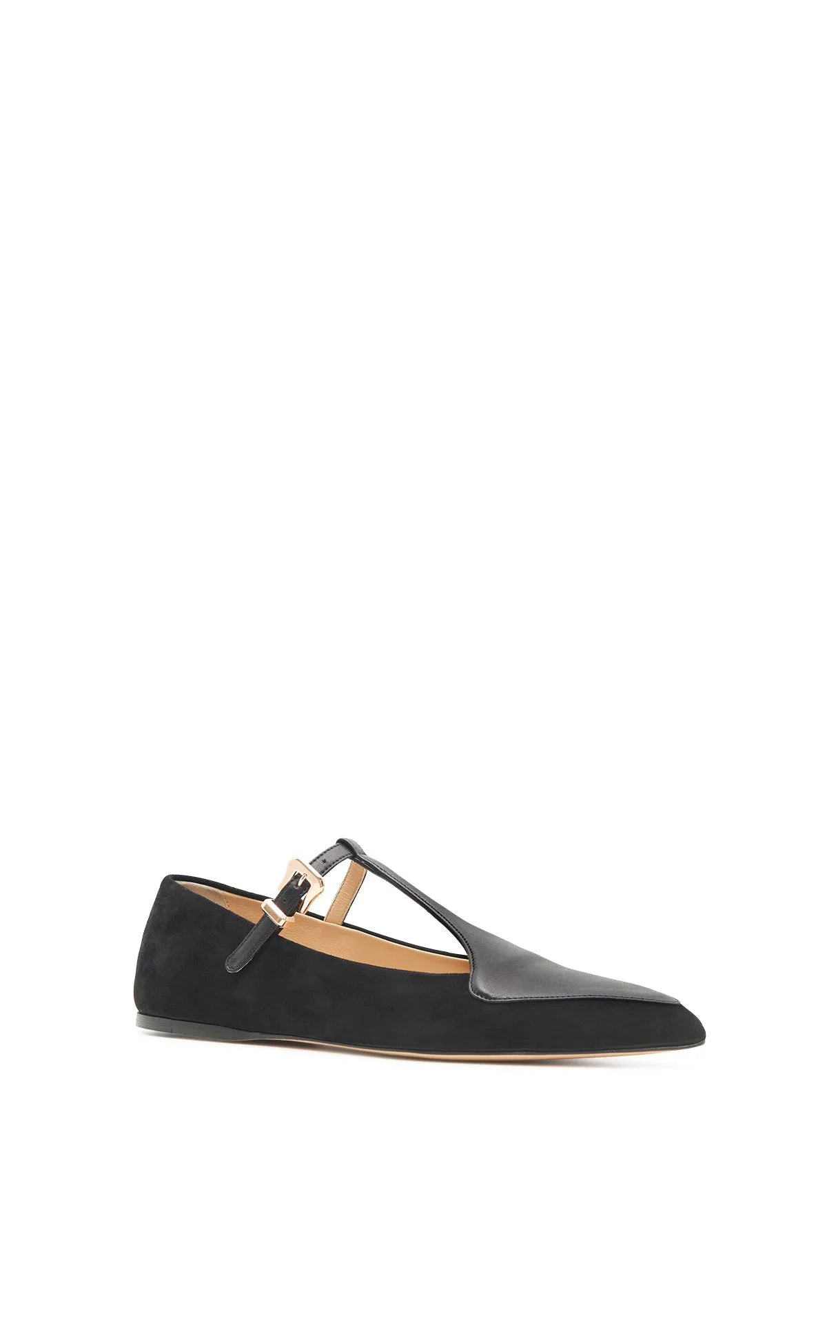 Liv Ballerina Flat Shoe in Black Suede with Leather sold by Gabriela Hearst product image thumbnail 2