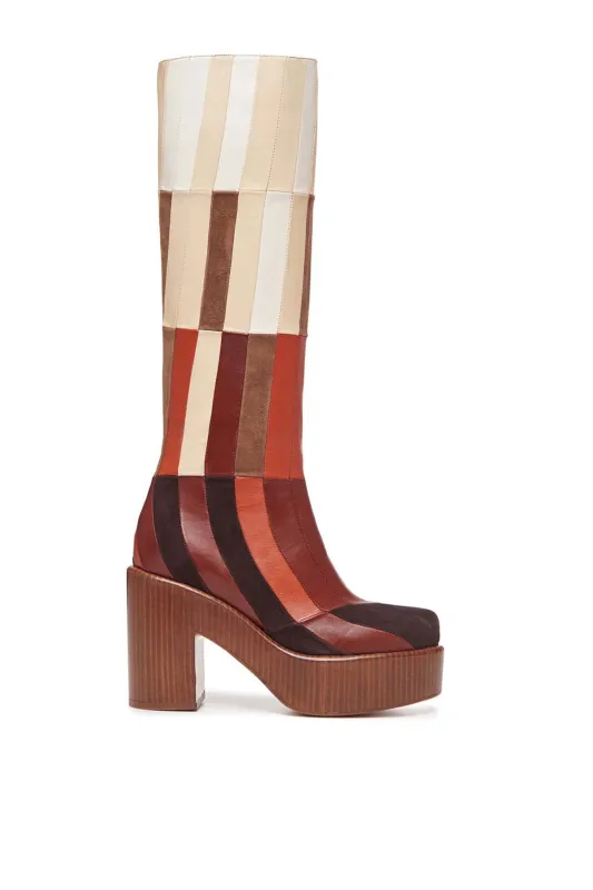 Brigade Patchwork Boot in Red Clay Multi Leather made by Gabriela Hearst