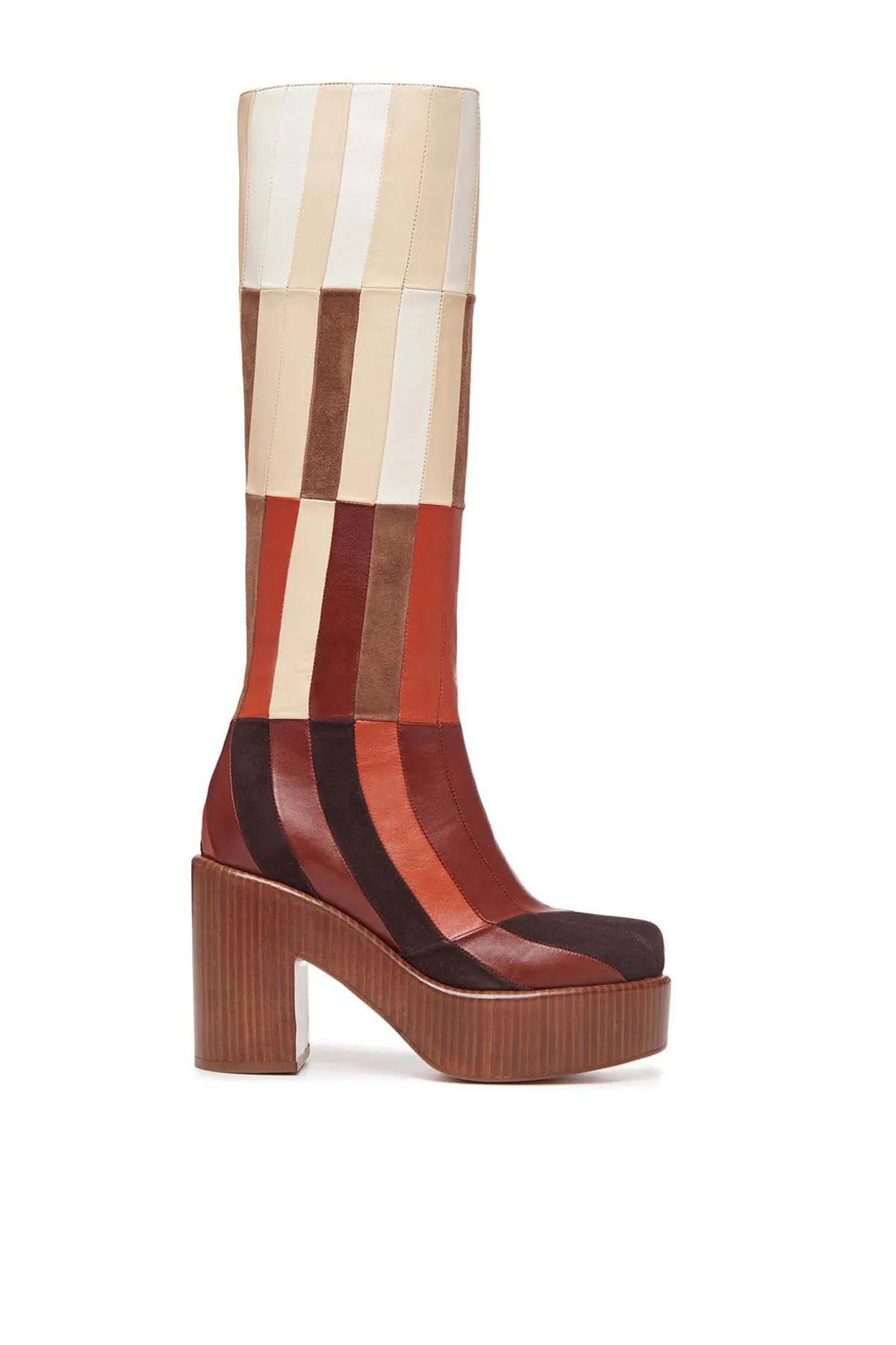 Brigade Patchwork Boot in Red Clay Multi Leather sold by Gabriela Hearst