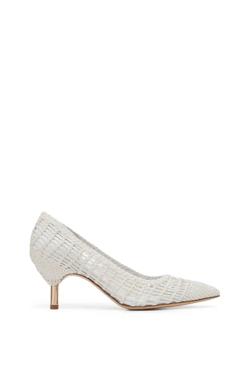 Andres Braided Pump in Pearlized White Leather made by Gabriela Hearst