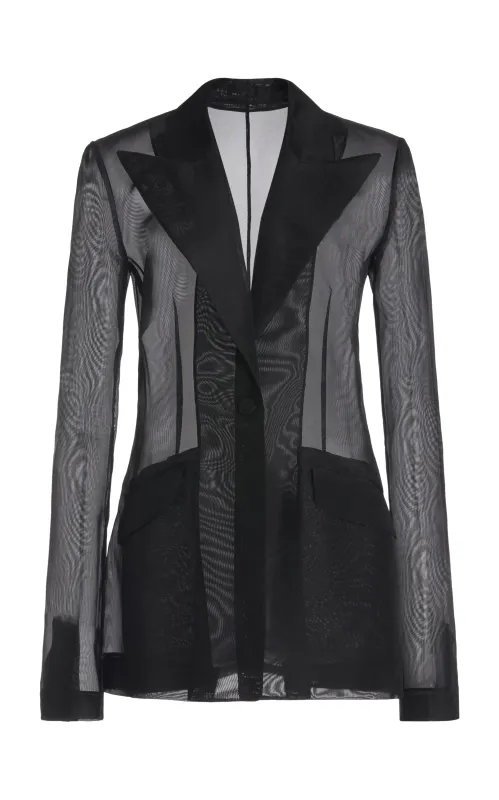 Leiva Sheer Blazer in Black Silk Organza made by Gabriela Hearst