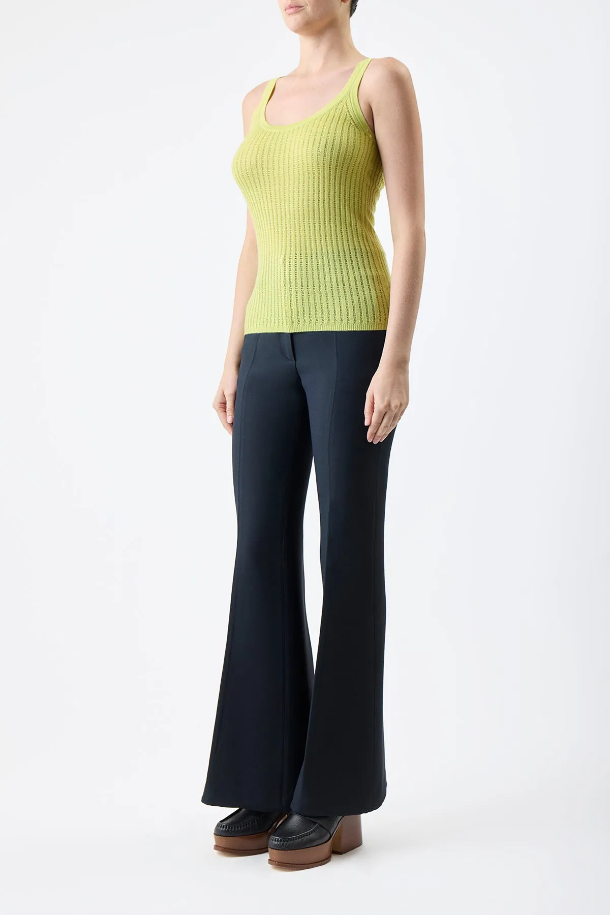 Nevin Pointelle Knit Tank Top in Lime Adamite Cashmere Silk sold by Gabriela Hearst product image thumbnail 3