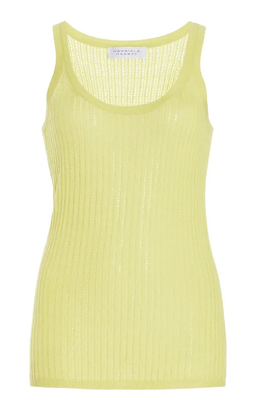 Nevin Pointelle Knit Tank Top in Lime Adamite Cashmere Silk made by Gabriela Hearst