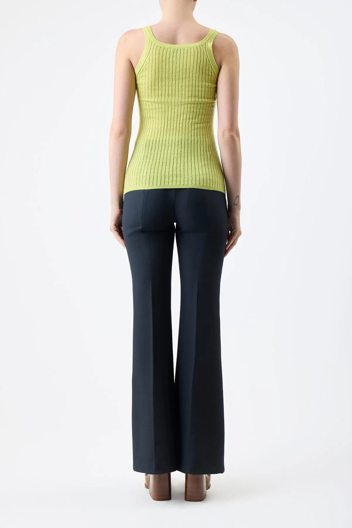 Nevin Pointelle Knit Tank Top in Lime Adamite Cashmere Silk sold by Gabriela Hearst product image thumbnail 4