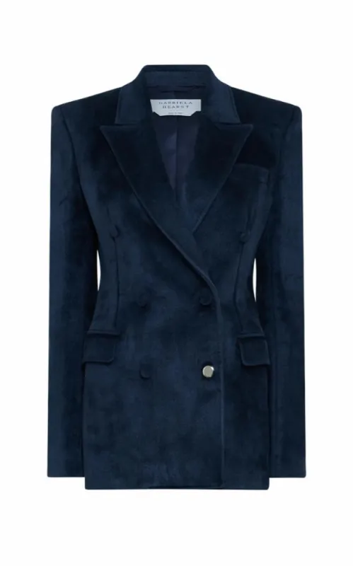 Gavin Blazer in Dark Navy Silk Velvet made by Gabriela Hearst