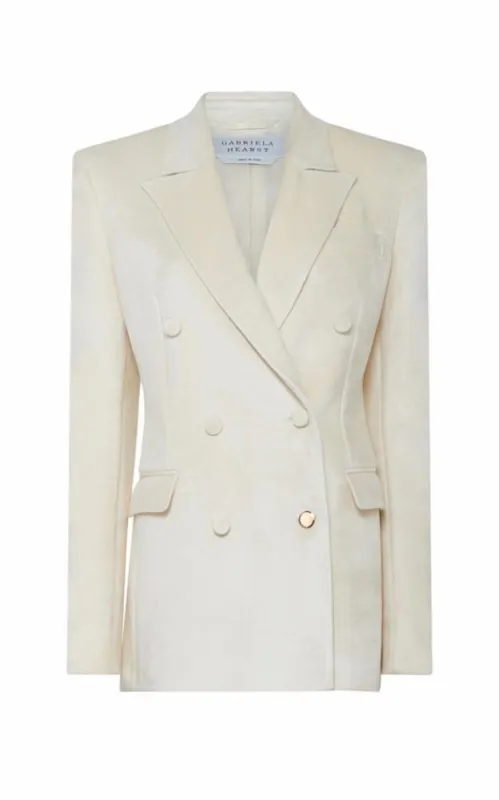 Gavin Blazer in Ivory Silk Velvet made by Gabriela Hearst