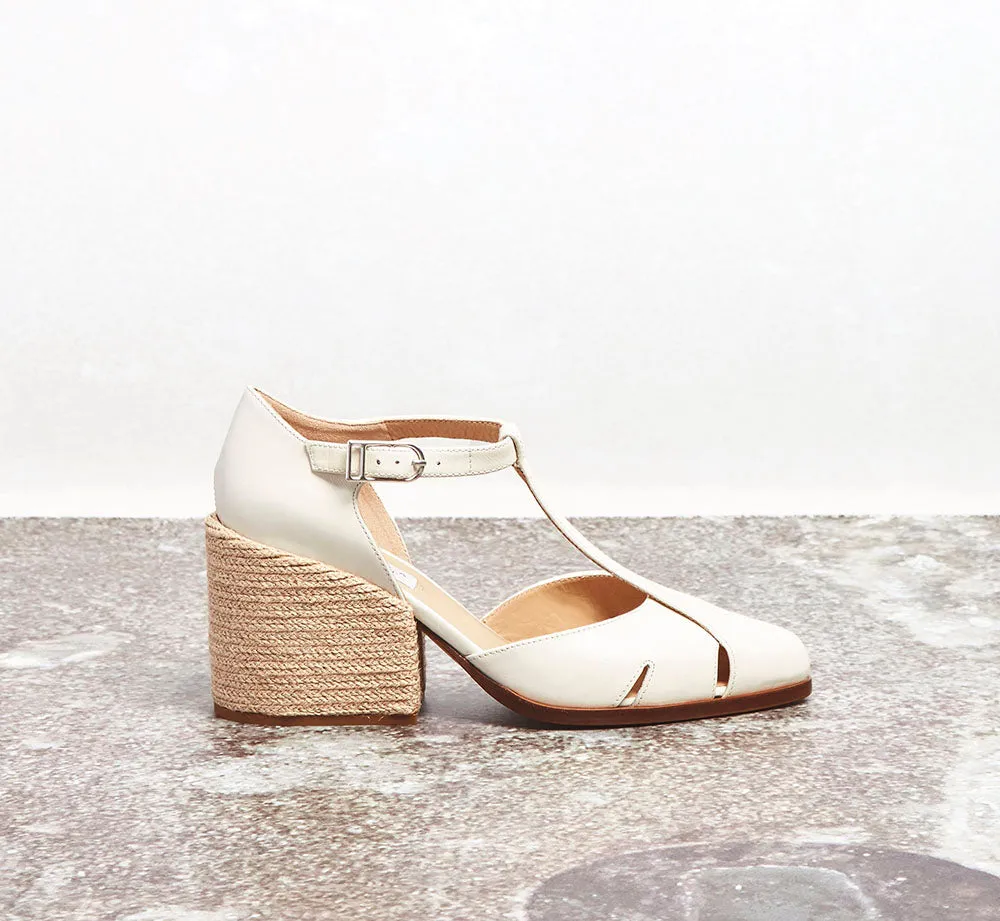 Ivy T-Strap Heel in Cream Leather sold by Gabriela Hearst product image thumbnail 4