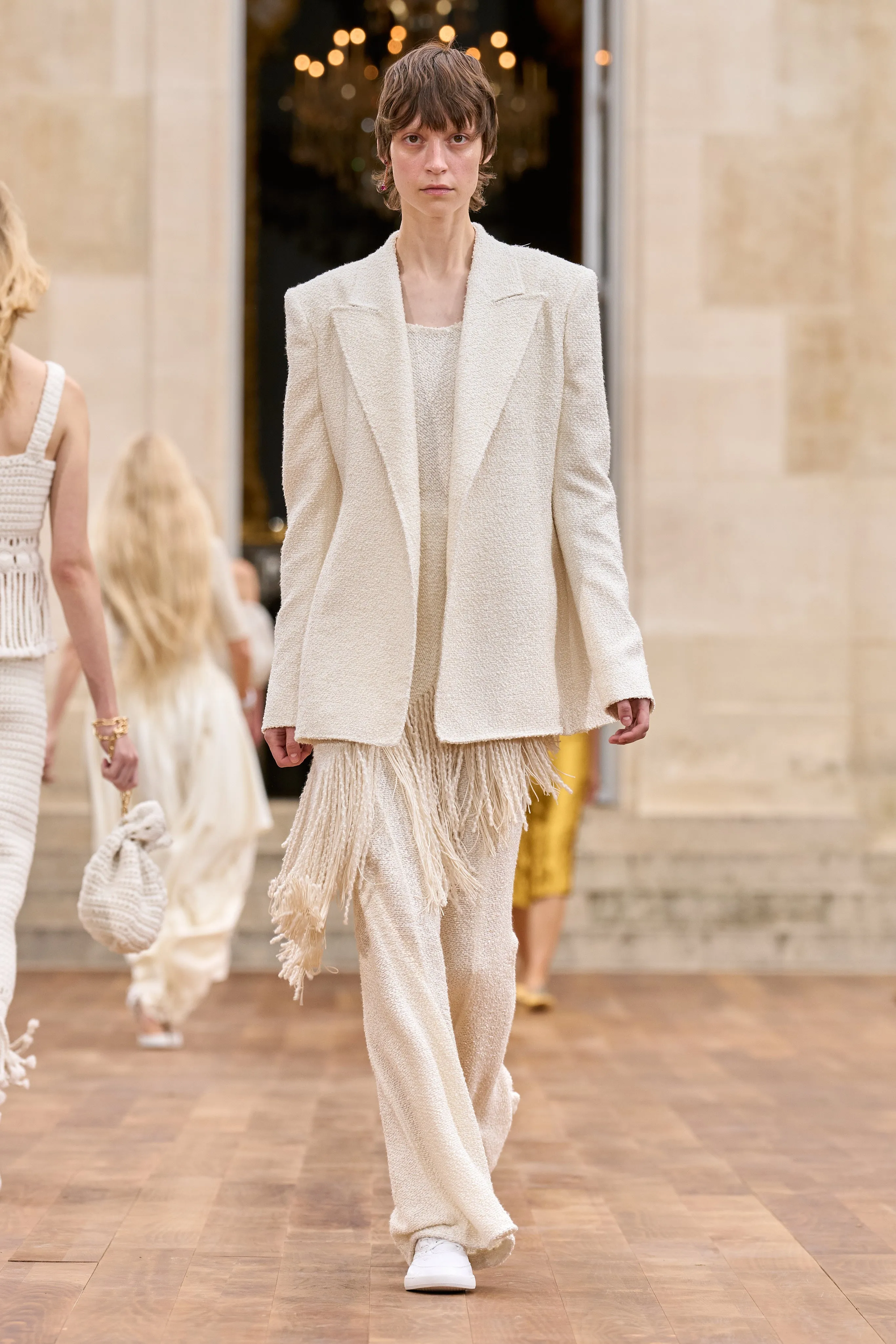 Rhein Flare Pant in Ivory Silk Boucle sold by Gabriela Hearst product image thumbnail 2