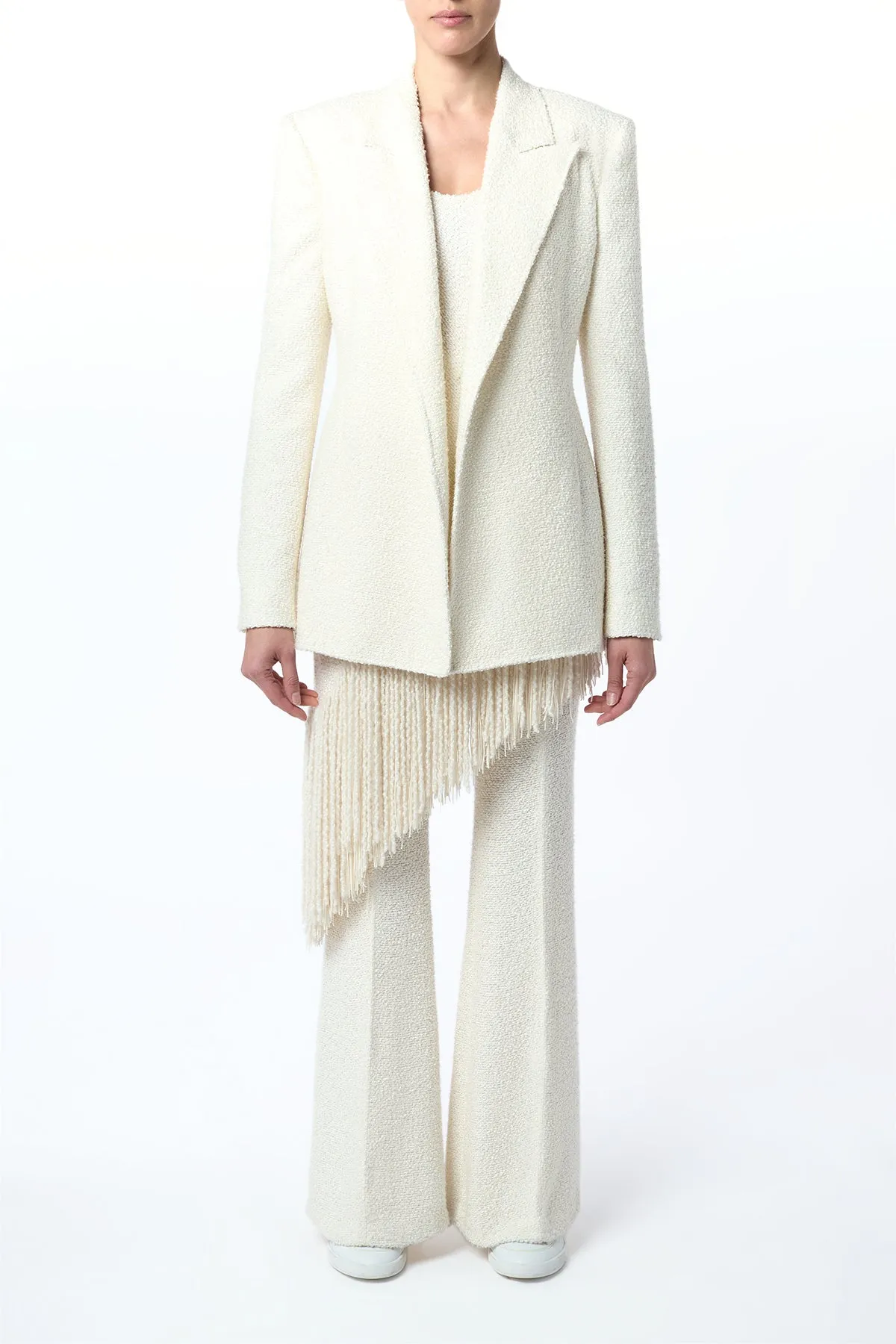 Rhein Flare Pant in Ivory Silk Boucle sold by Gabriela Hearst product image thumbnail 4