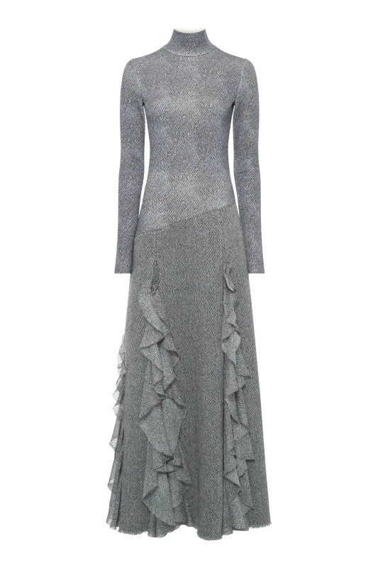 Helios Dress in Charcoal Multi Virgin Wool and Cashmere made by Gabriela Hearst