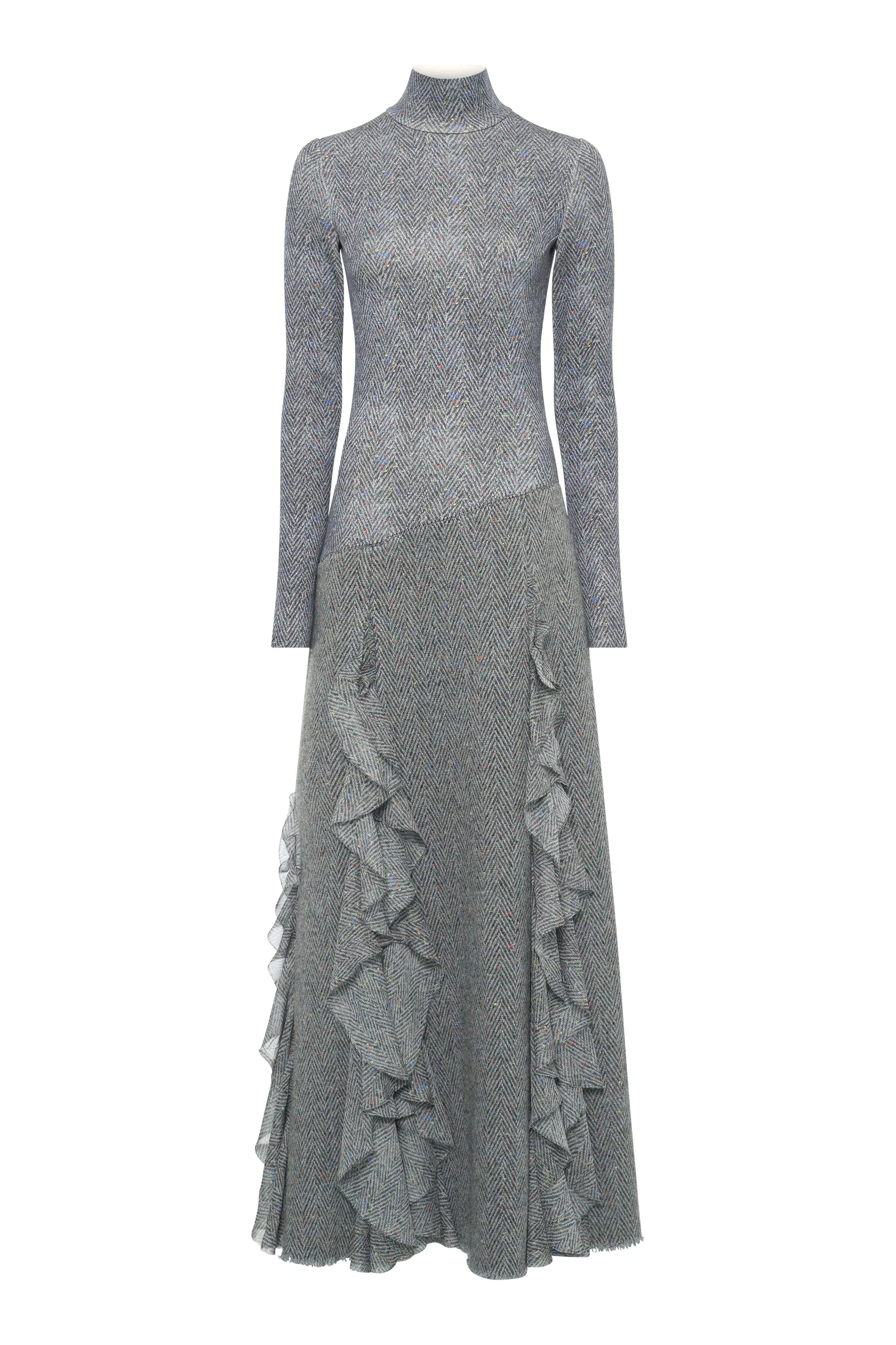 Helios Dress in Charcoal Multi Virgin Wool and Cashmere sold by Gabriela Hearst