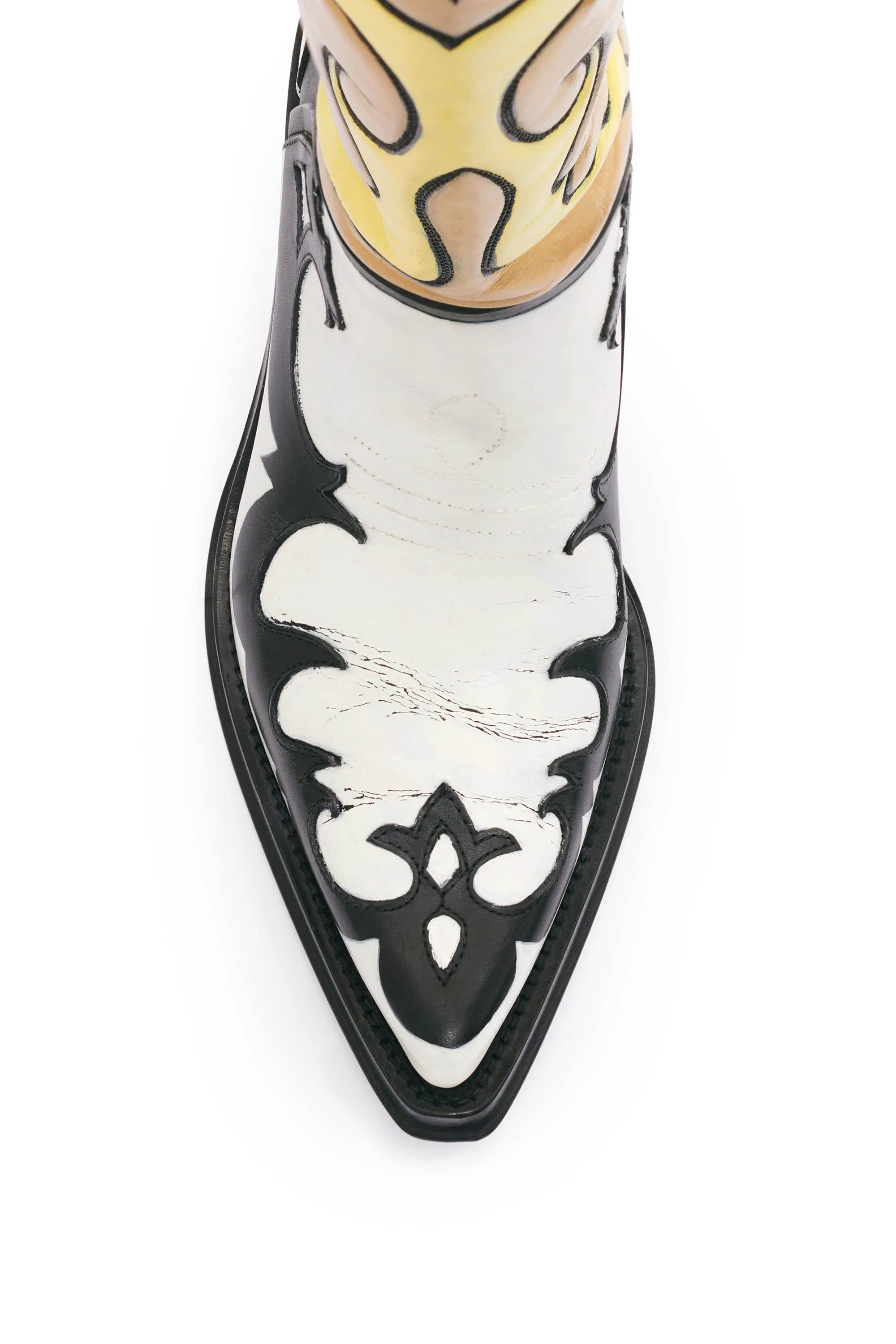 Capitana Hand Painted Cowboy Boot in Black, White & Yellow Leather sold by Gabriela Hearst product image thumbnail 5