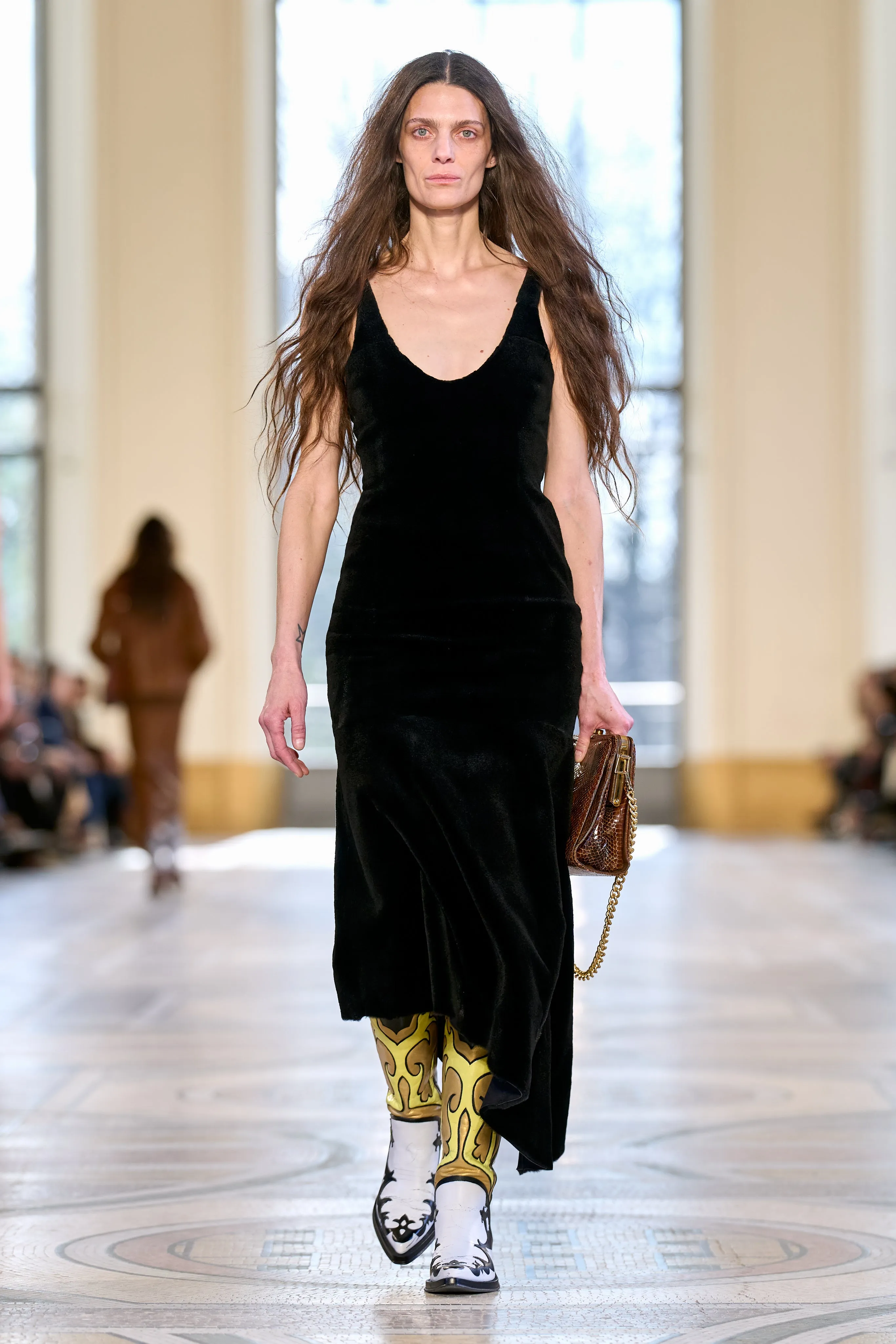 Capitana Hand Painted Cowboy Boot in Black, White & Yellow Leather sold by Gabriela Hearst product image thumbnail 2