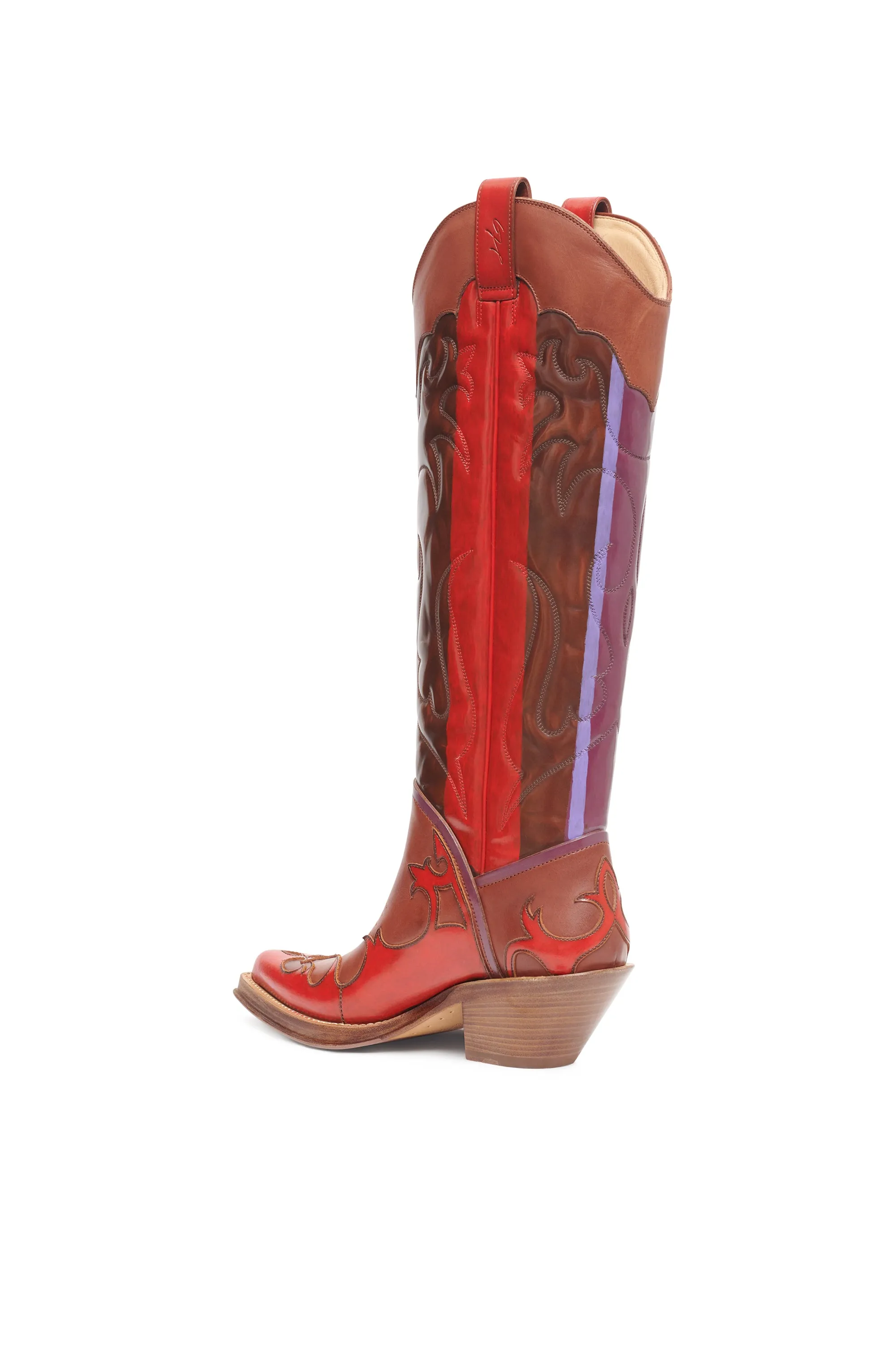 Capitana Hand Painted Cowboy Boot in Cognac & Red Leather sold by Gabriela Hearst product image thumbnail 4