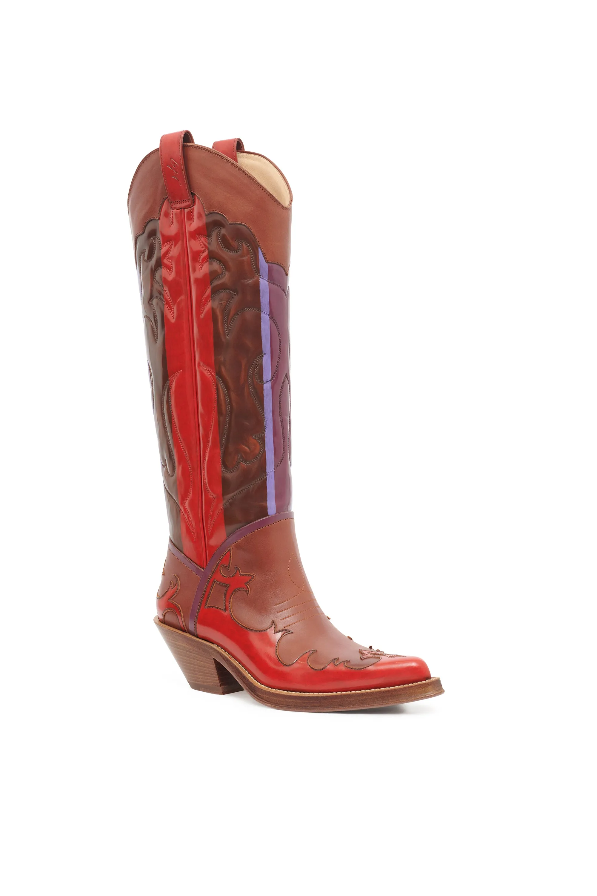 Capitana Hand Painted Cowboy Boot in Cognac & Red Leather sold by Gabriela Hearst product image thumbnail 3