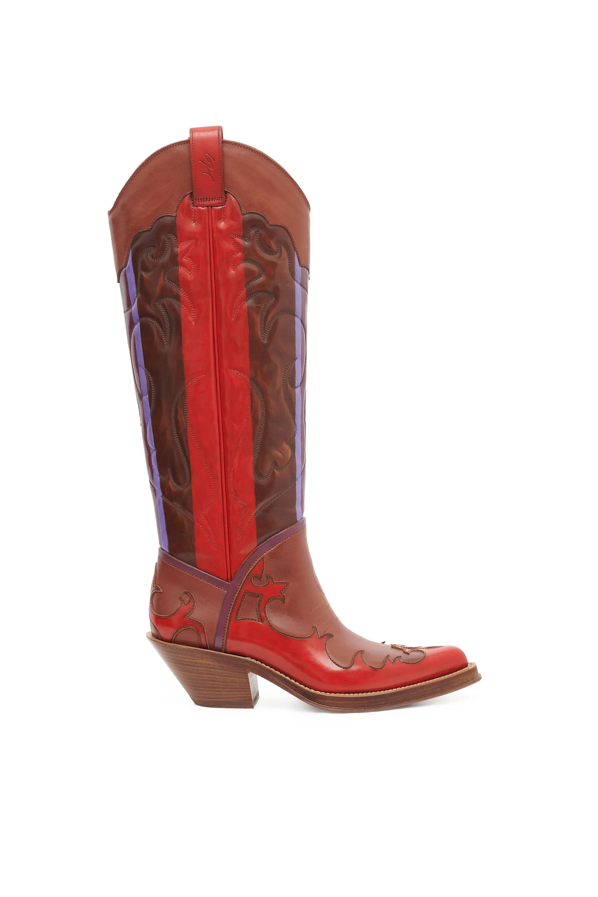 Capitana Hand Painted Cowboy Boot in Cognac & Red Leather sold by Gabriela Hearst