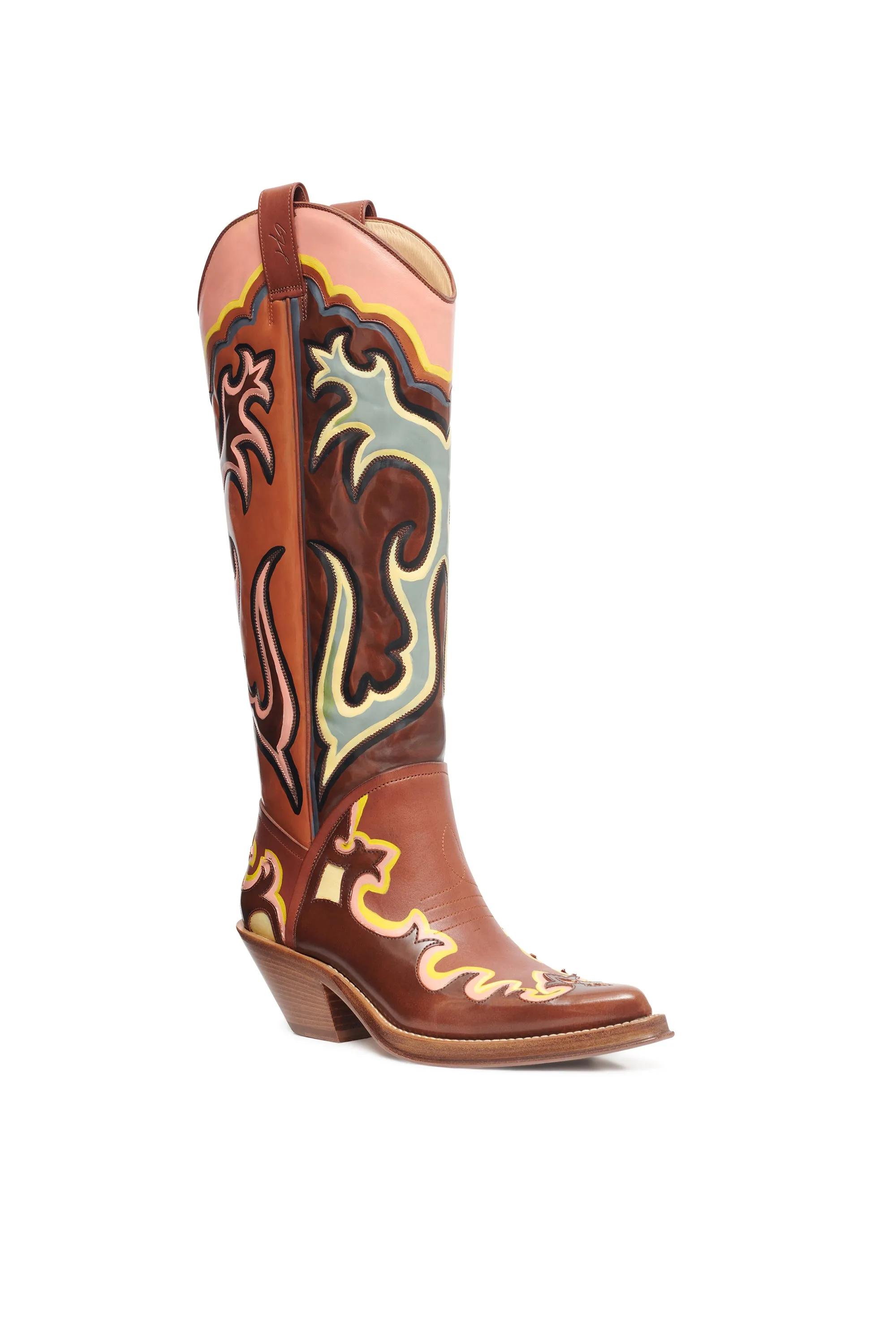 Capitana Hand Painted Cowboy Boot in Cognac & Peach Leather sold by Gabriela Hearst product image thumbnail 3