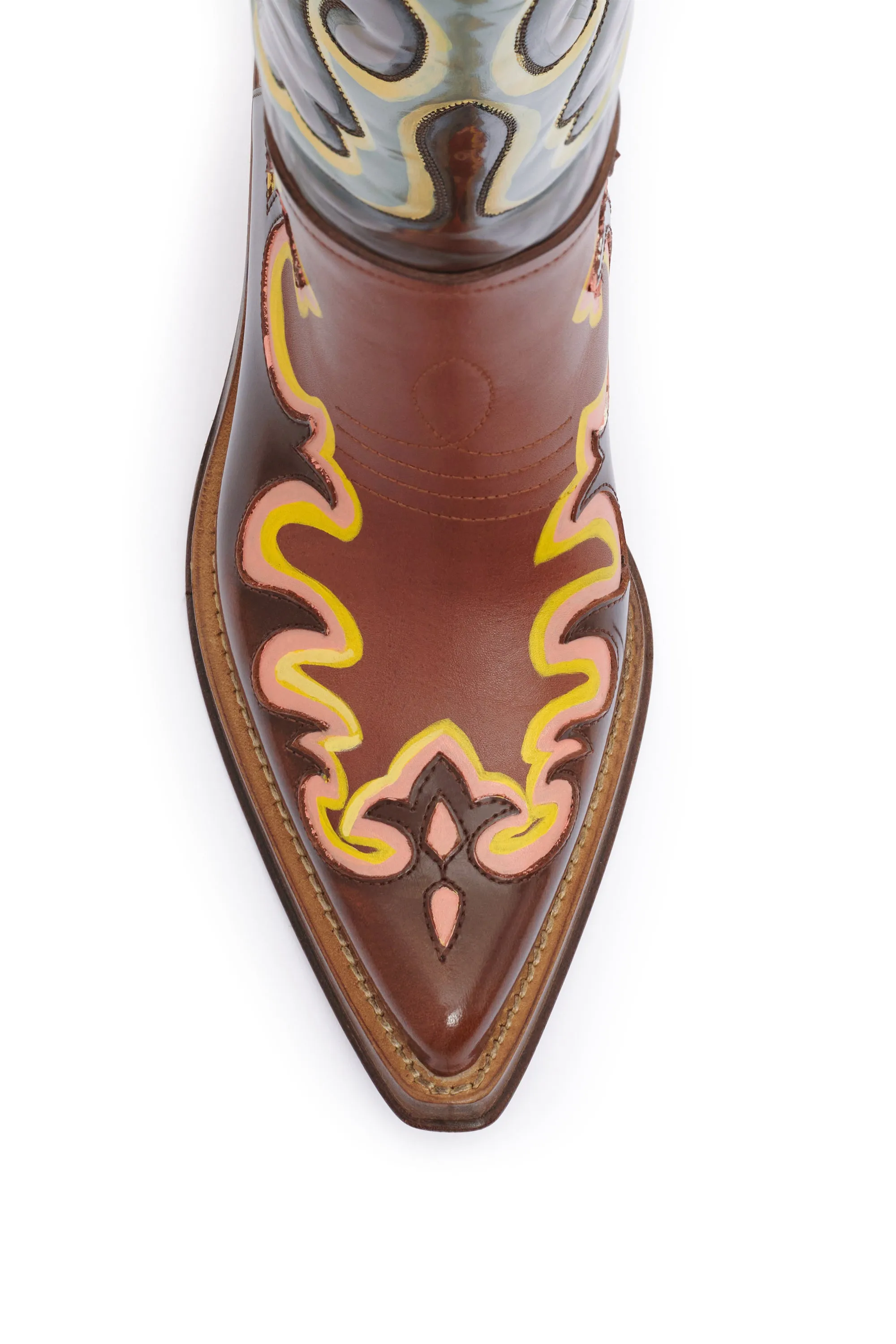Capitana Hand Painted Cowboy Boot in Cognac & Peach Leather sold by Gabriela Hearst product image thumbnail 5